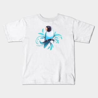 Blue Black Masked Lovebird Kids T-Shirt